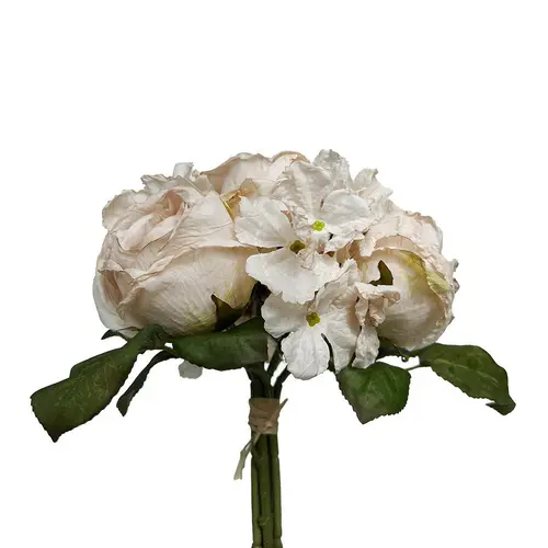 Bouquet de roses blanc en papier aspect fleur séchée Naturalys - 30 cm