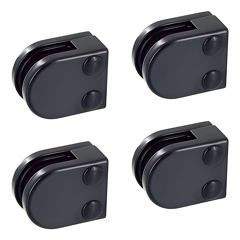 4 x Pince à verre plate modèle 00 – Ep. verre 6, 76 mm, Zamak noir RAL 9005