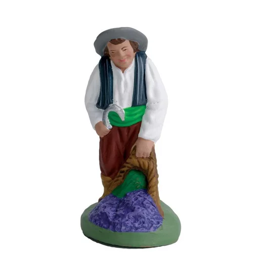 Santon pour crèche - ramasseur de lavande debout blanc - 7 cm