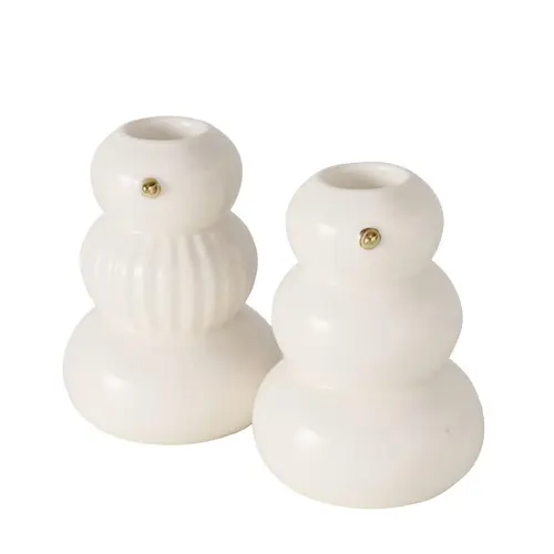 Bougeoir en céramique blanche Islo - Ø 7 x H 9,5 cm