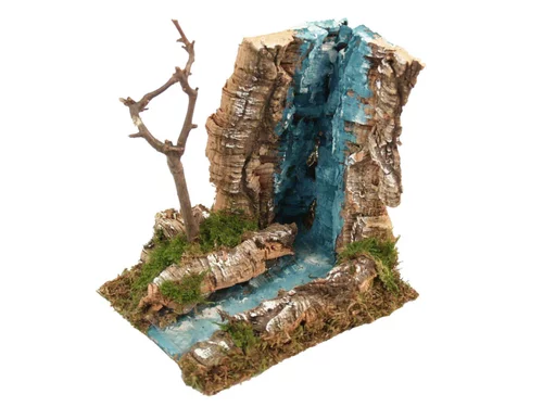 Cascade avec début de rivière coloris bleu - 19 x 15 x 18 cm