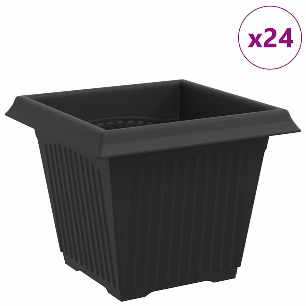 vidaXL Pot de Fleurs Carré 24 pc Noir 20 x 20 x 16 cm Plastique – Aménagement du jardin