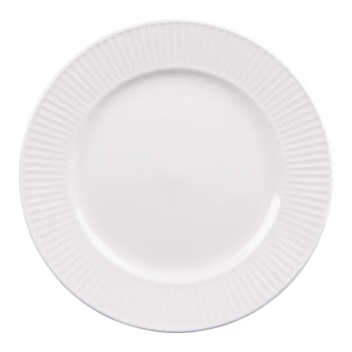 Assiette plate en porcelaine blanche et contour strié Lina - Ø 27 cm