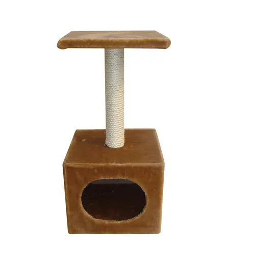Arbre à chat avec panier et griffoir coloris marron Abey classic - 60 cm