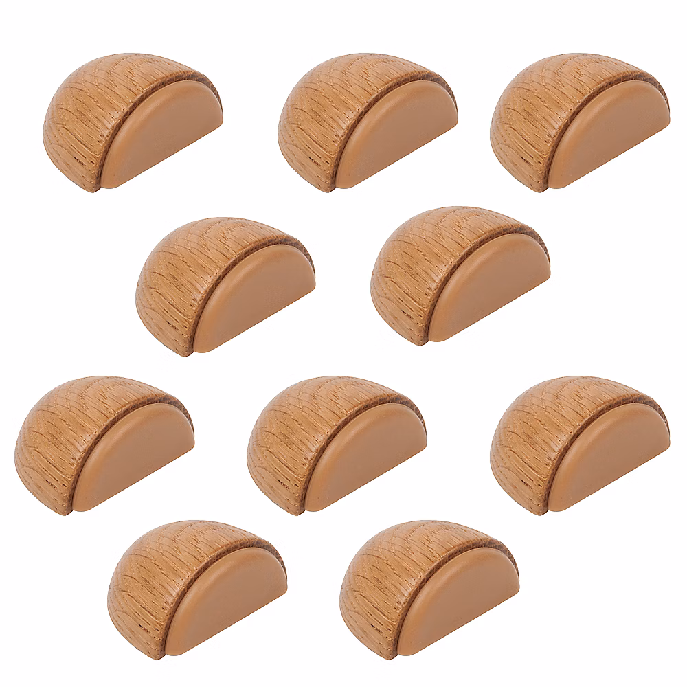 10 Un. Butée de porte adhésive en bois de chêne naturel 47 × 38MM