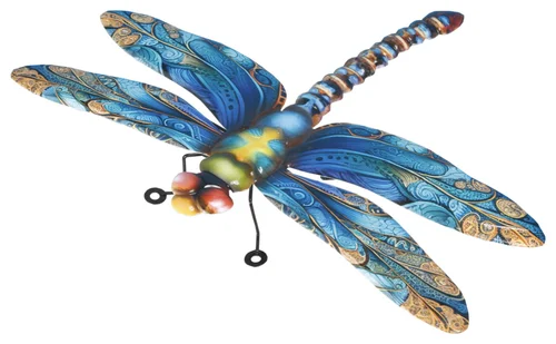 Libellule en métal multicolore Riviera décor B moyen modèle - 35 cm
