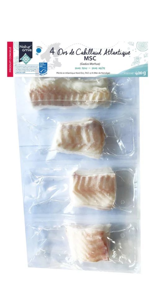 Dos de cabillaud Atlantique MSC surgelés bio Natur’Amie - 600 g
