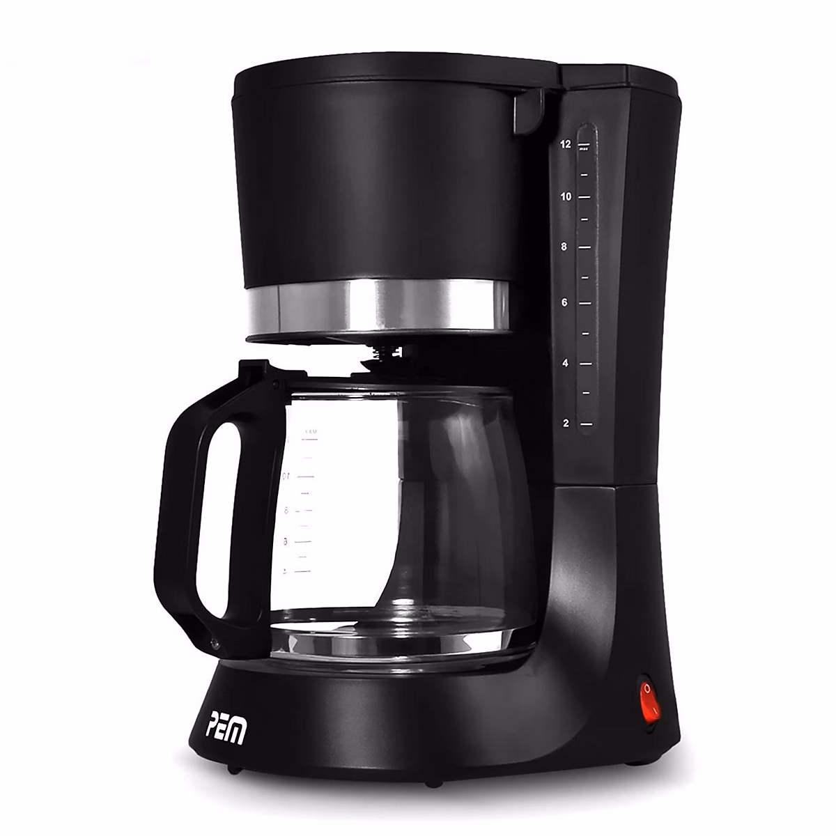 Cafetière Noir-Inox 680W – 1.2L-10 Tasses, PEM CM-171