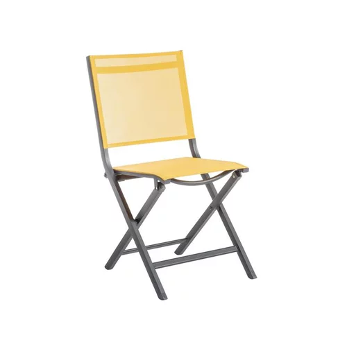 Chaise pliante en aluminium et toile textylène couleur jaune Max - 90 cm