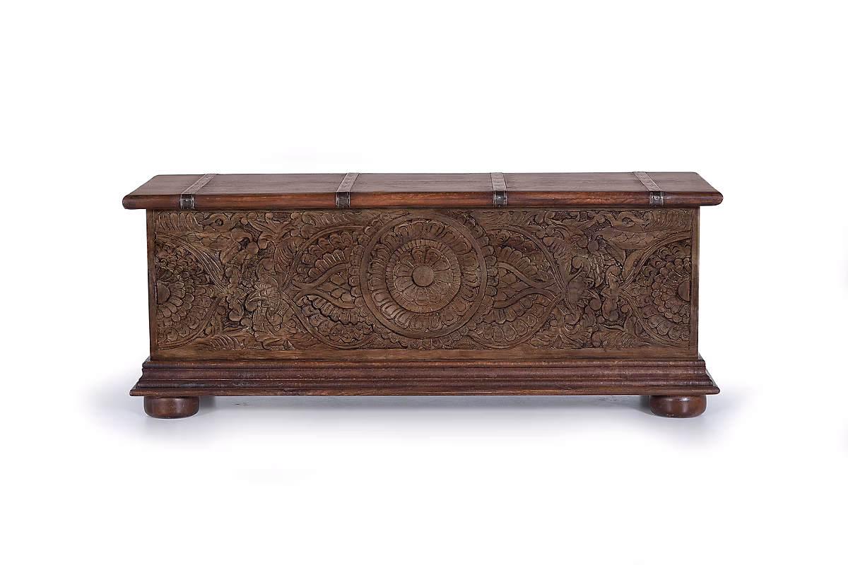 Rangement, meuble et dressing – Coffre en manguier bicolore marron
