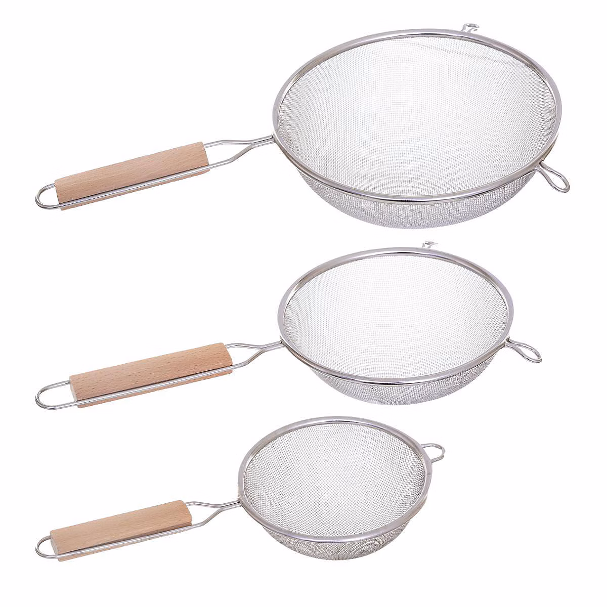 3 passoires inox manche bois – 5five