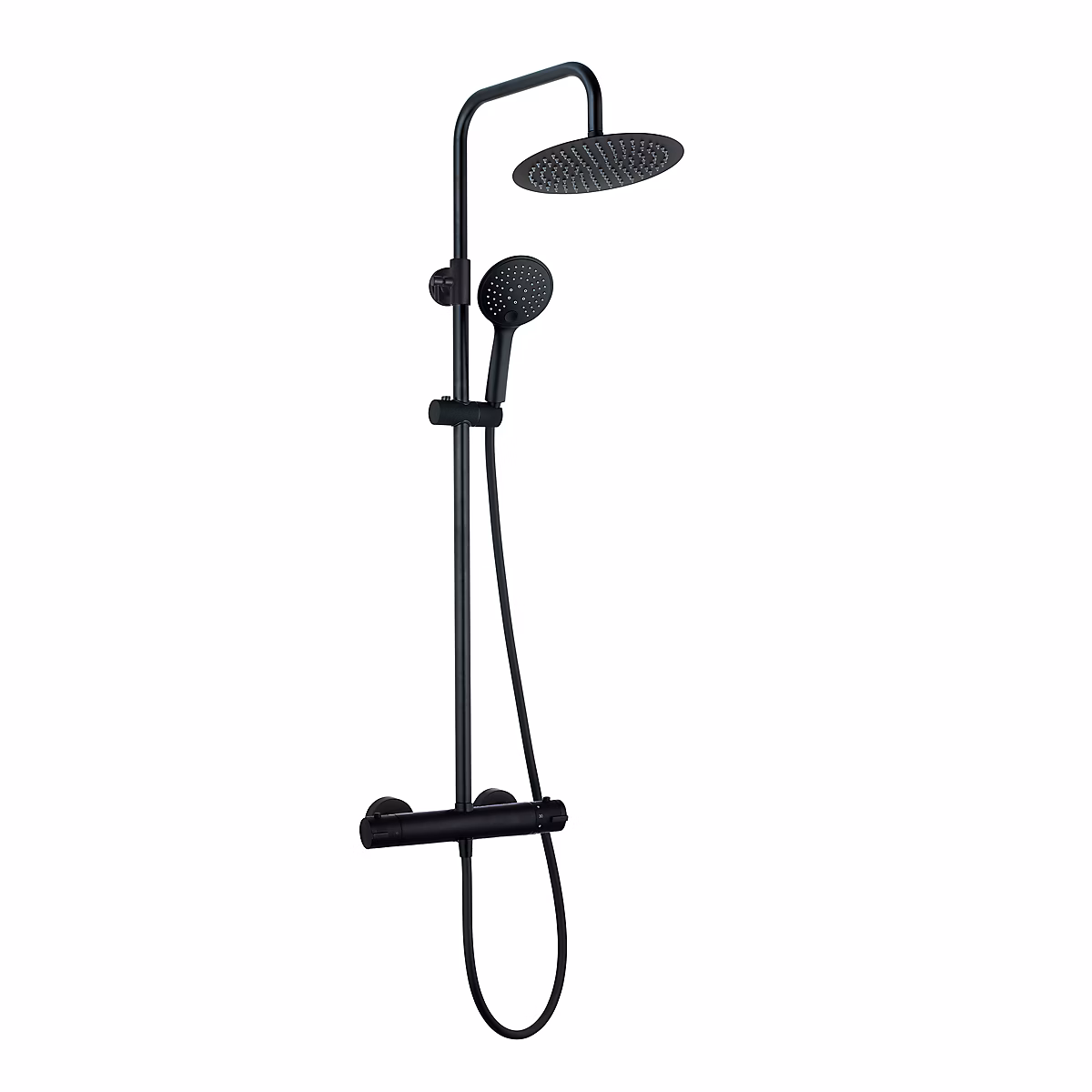 Colonne de douche thermostatique avec pommeau et douchette 3 jets – noir, Kramer Saro