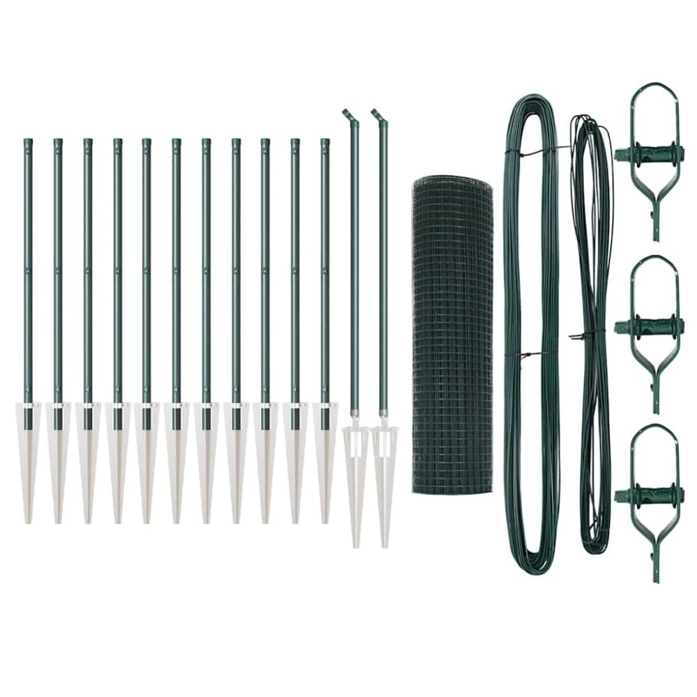 vidaXL Clôture en fil soudé avec pointes 25 x 0,6 m Vert Maille – Aménagement du jardin