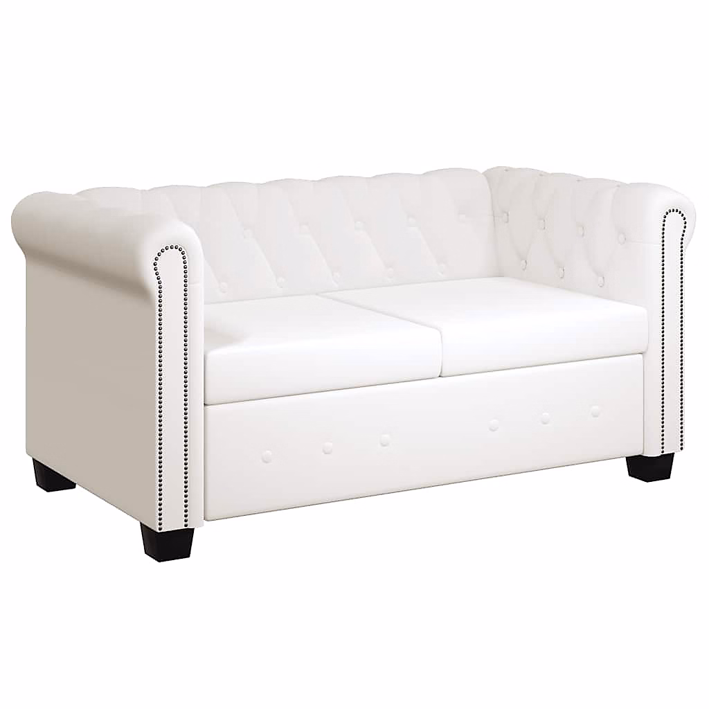 Canapé Chesterfield à 2 places cuir synthétique blanc vidaXL – Réf. NPGSGJFBO0627038328