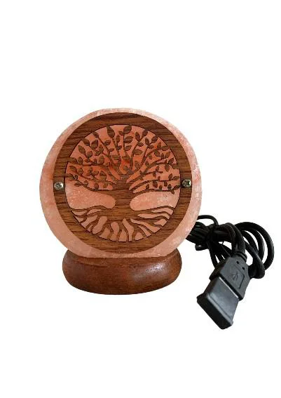 Lampe USB ronde orange au sel de l’Himalaya Idea for Project Arbre de la Vie