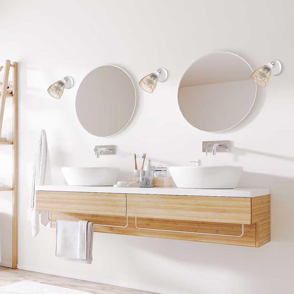 Applique de salle de bain Cintoia blanc et rotin A60 Standard IP44 Eglo – Réf. PDCIJGLJH2615302728