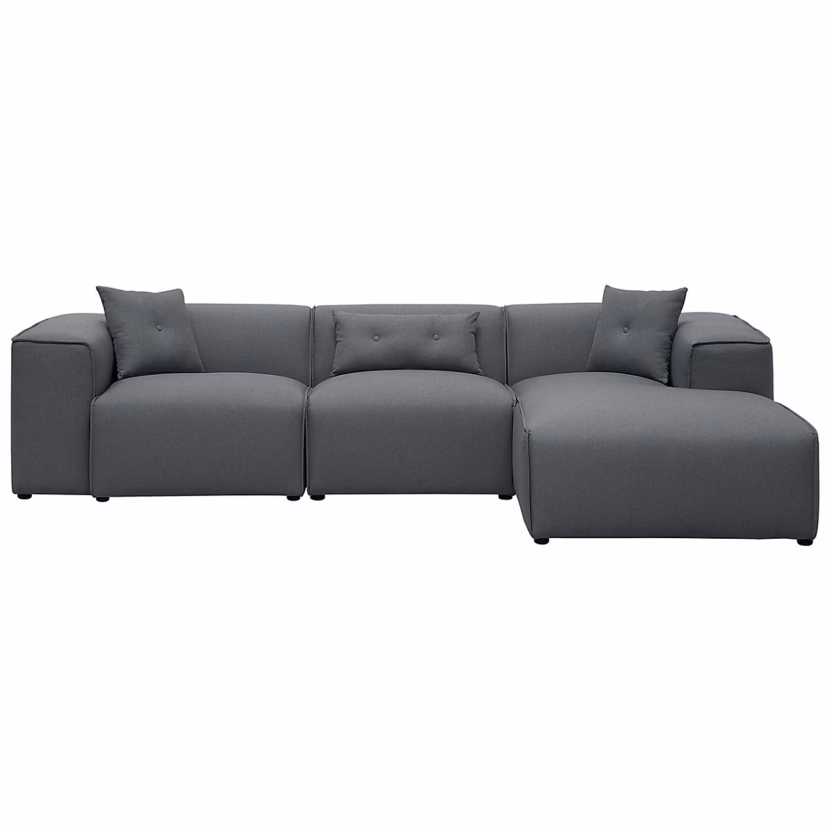 Canapé d'angle 3 places DOLVA Tissu Gris foncé Côté gauche | Canapé