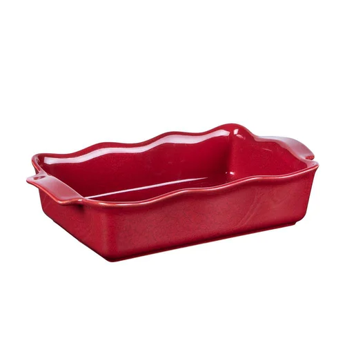 Plat à four rectangulaire en porcelaine rouge Ely - 31 x 17 x H 7 cm