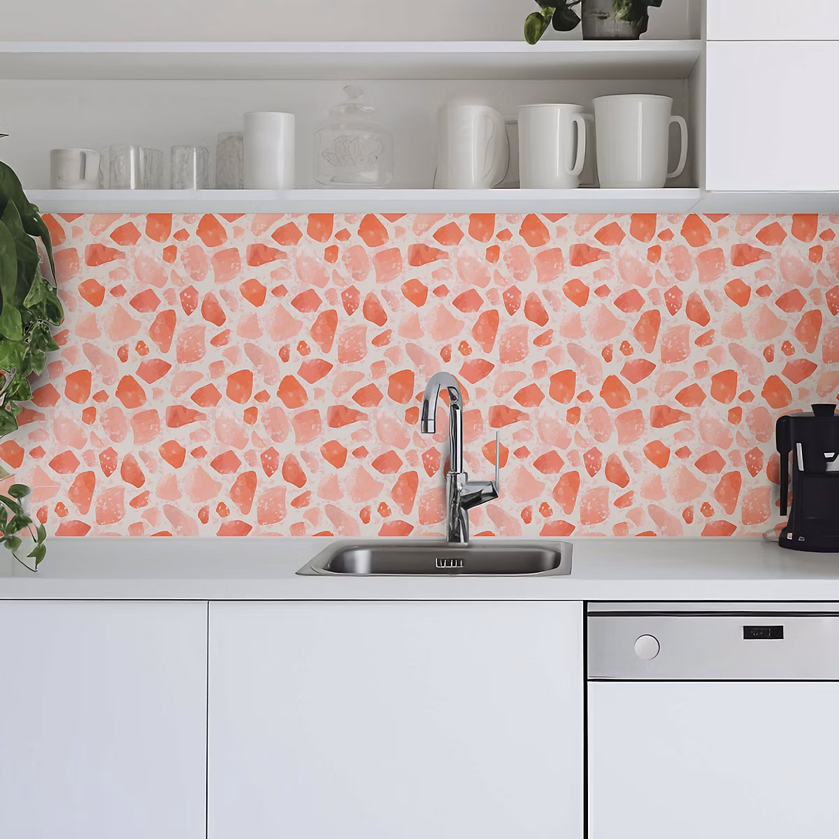 Crédence adhésive Terrazzo style Terracotta 40 × 100cm
