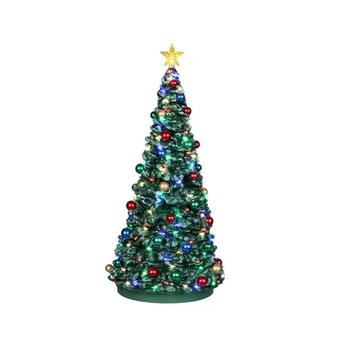 Accessoire lumineux pour village de Noël Lemax Sapin de Noël extérieur – Ø 11,5 x H 24,5 cm