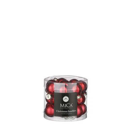 Boîte de 24 mini boules de Noël en verre rouge foncé - Ø 2,5 cm