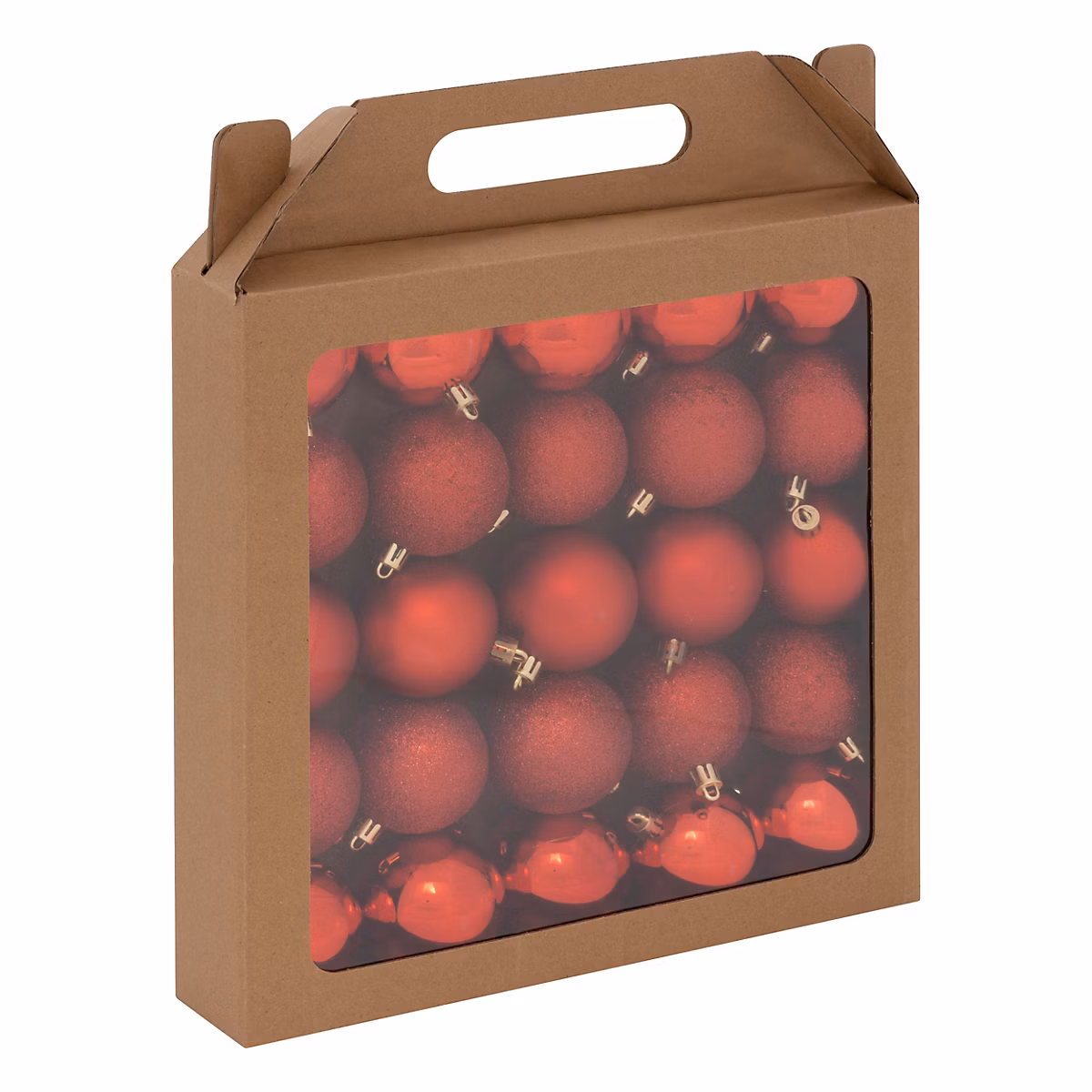 Boule de noël rouge effet lisse et relief à paillettes ∅60mm Feeric Light & Christmas – 25 pièces