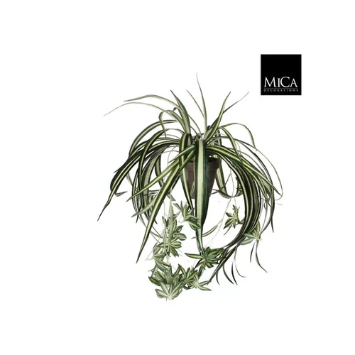 Chlorophytum artificiel vert en pot gris L45 x Ø 45 cm