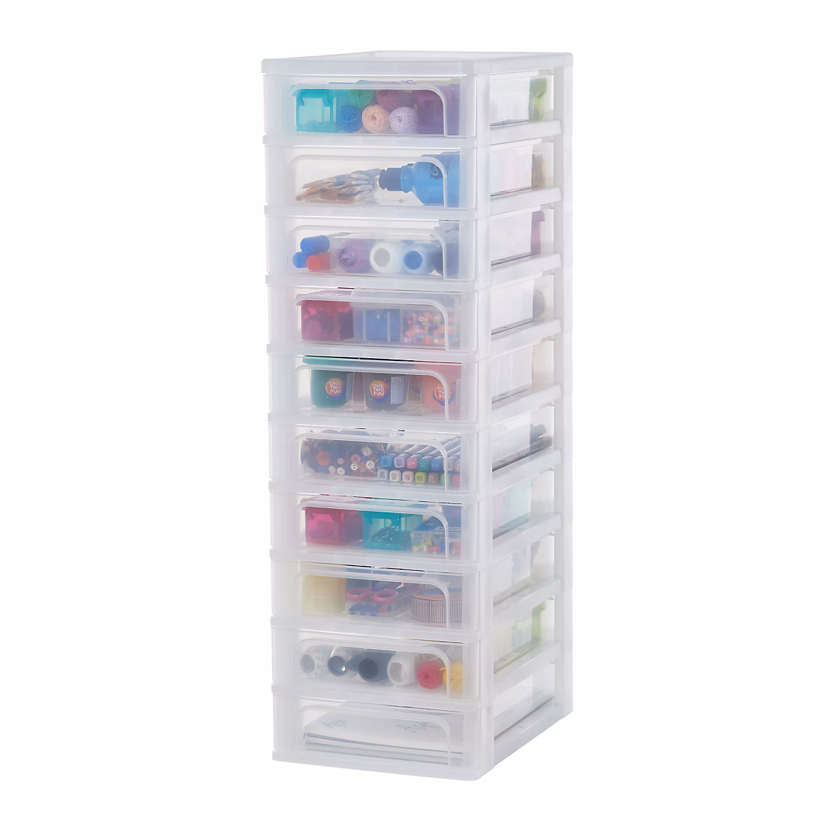 Caisson de rangement plastique A4 – 10 Petits Tiroirs, Blanc, OCH-2100, Iris Ohyama