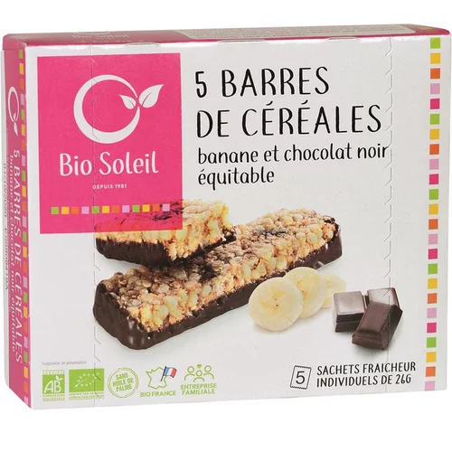 Barres de céréales banane et chocolat noir Bio Soleil - 130 g
