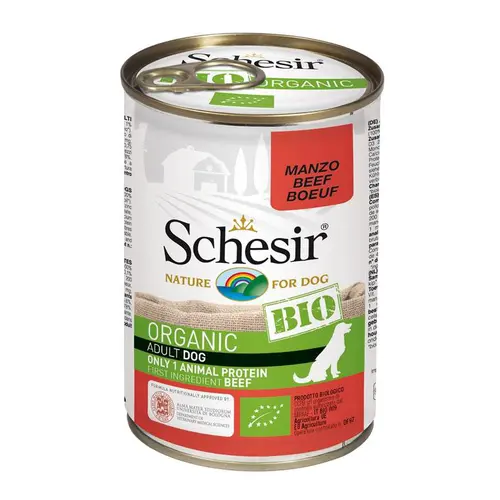Pâtée schesir bio au bœuf pour chien 400 g