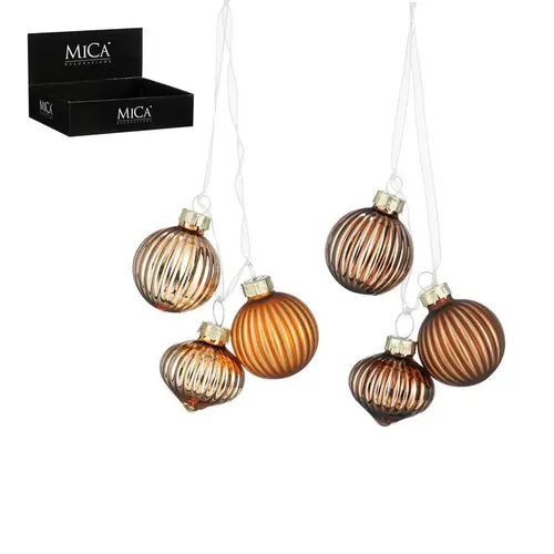 Grappe de 3 décorations à suspendre en verre marron - Ø 3,5 cm