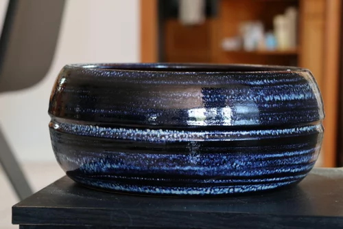 Coupe en terre cuite émaillée bleu Nuit étoilée Les Poteries d’Albi Melilo - Ø 24 x H 11 cm