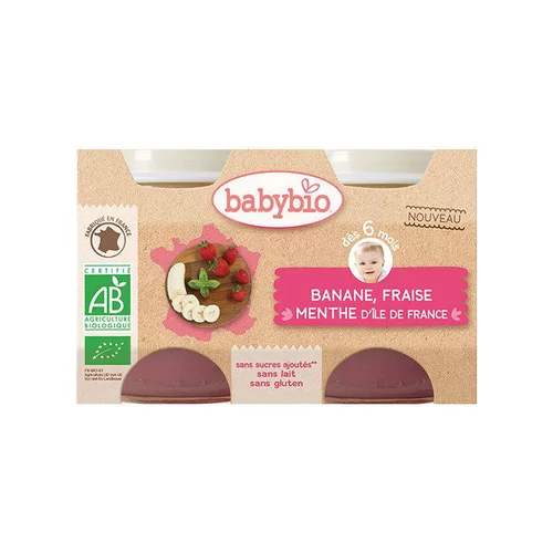 Petits pots de banane fraise et menthe Babybio 2 x 130 g
