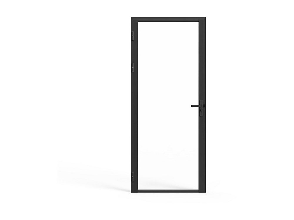 Bloc porte réversible en aluminium et verre trempé – H204 x L83 cm, Noir, LOXTON
