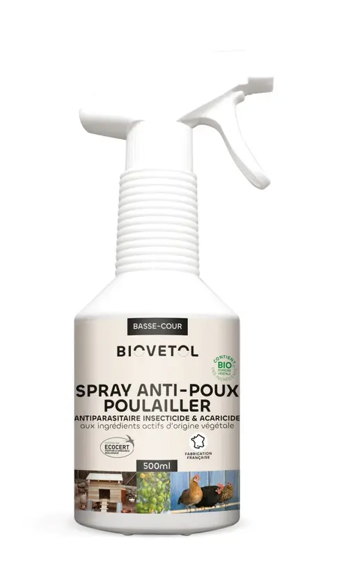 Spray anti-poux bio pour poulailler Biovetol - 500 ml
