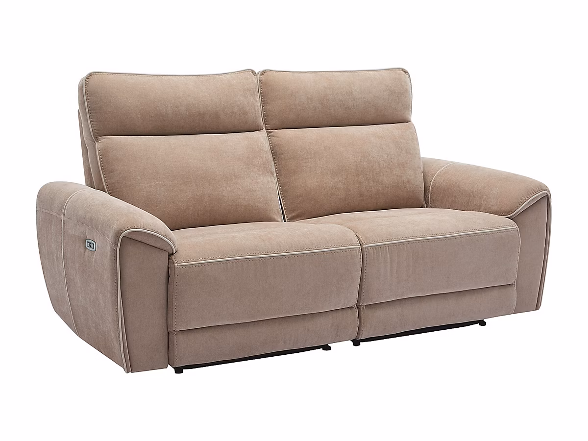 Canapé 3 places relax électrique en tissu taupe DJARALO – Réf. FFZCPYZCM4067914690
