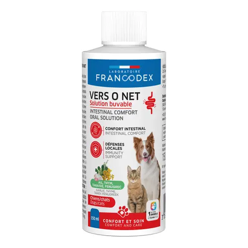 Aliment complémentaire pour chien et chat Francodex Vers O Net - 150 ml