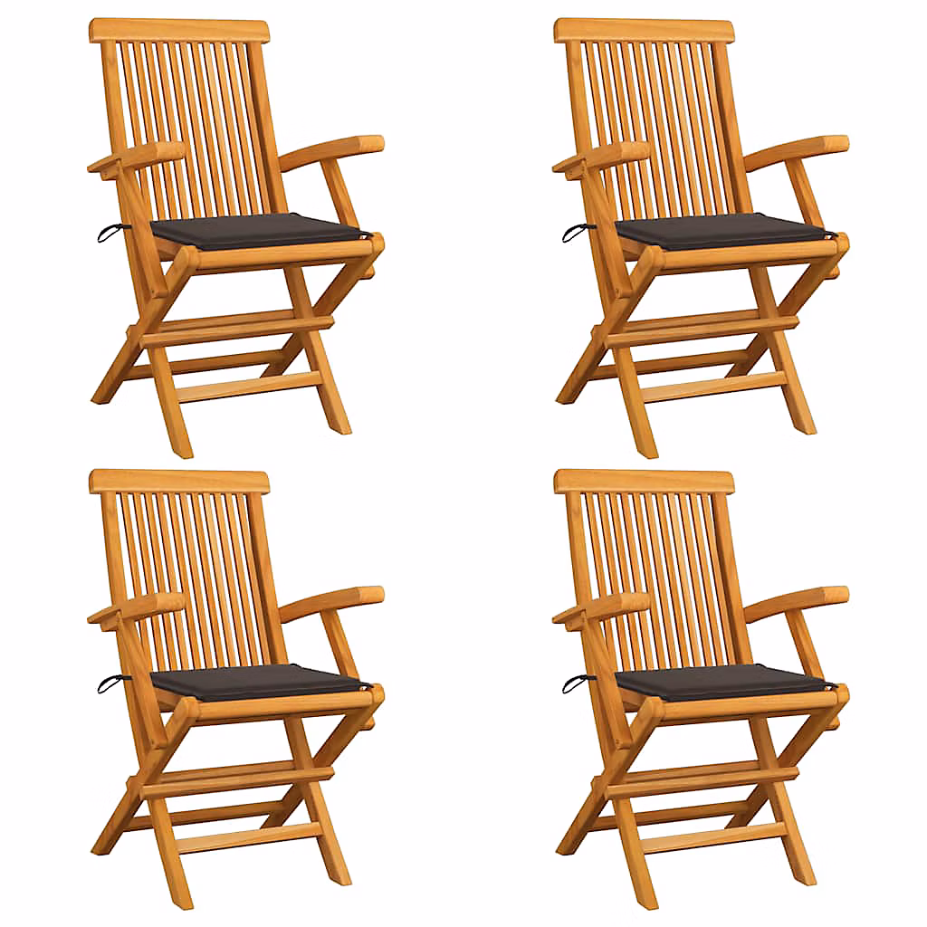 Chaises pliantes avec coussins taupe – 4 pièces, en bois de teck massif vidaXL