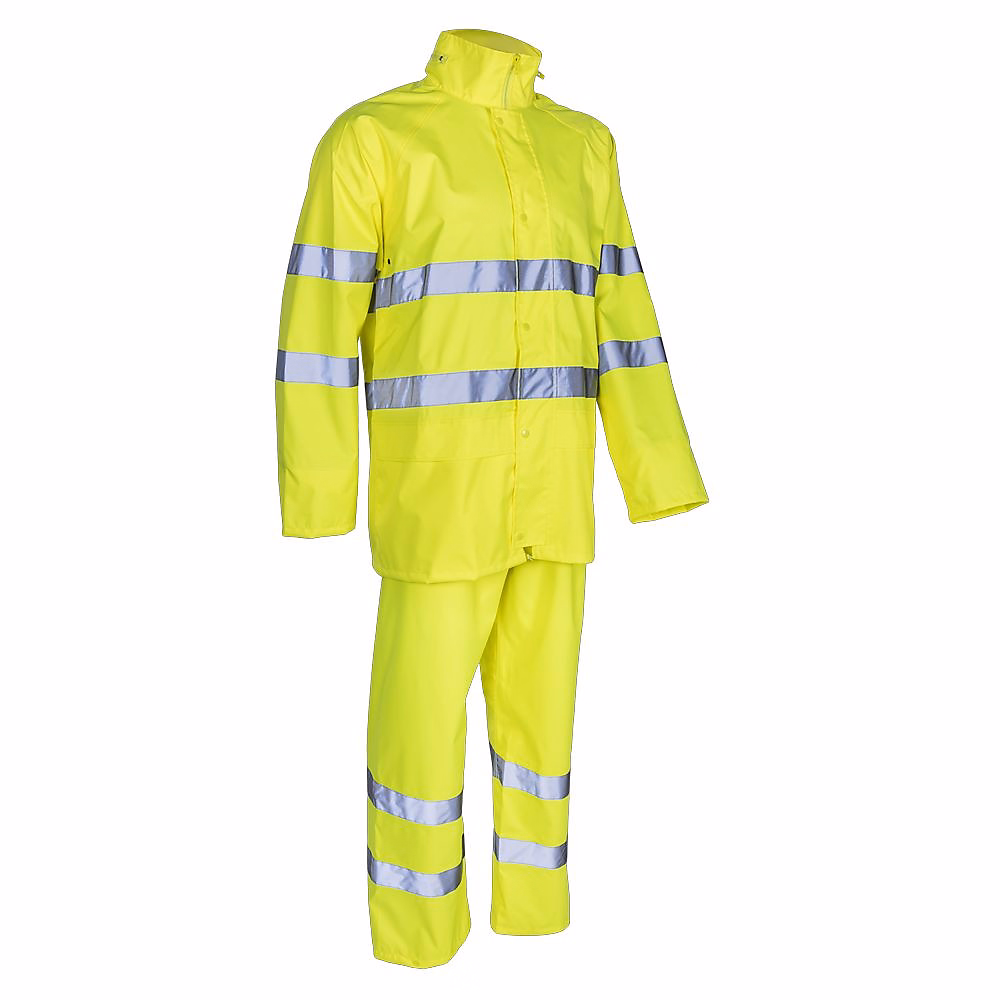 Vêtement de travail – Ensemble de pluie Haute Visibilité HV respirable Coverguard KAWA Jaune Fluo L