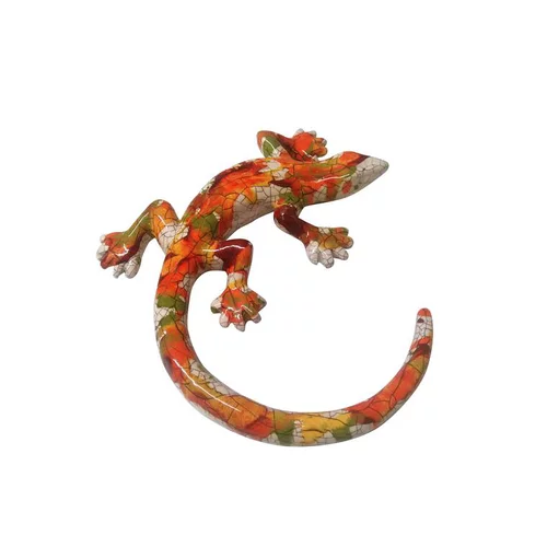 Statue de jardin lézard blanc tâcheté H 21 cm