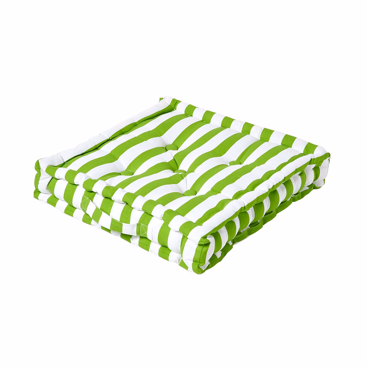 Coussin de sol vert | grandes rayures – 40 × 40 cm – HOMESCAPES