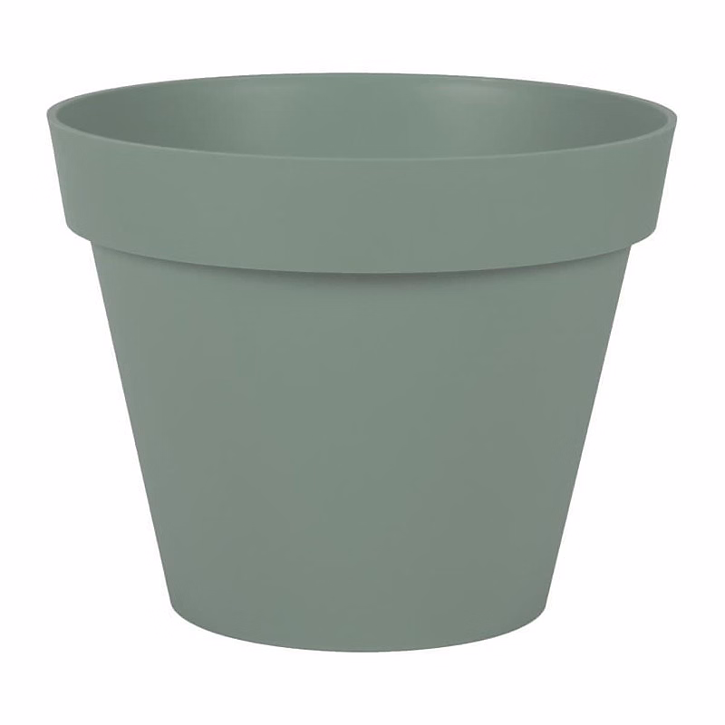 EDA PLASTIQUE | Pot de fleur rond Toscane – O 30 x H26 cm – 10 L – Vert laurier