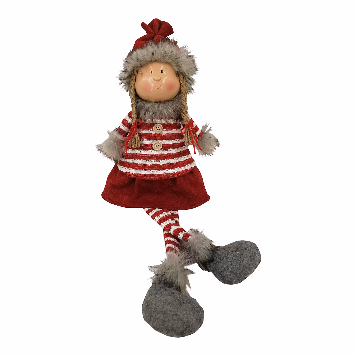 Décoration de Noël – Elf de Noël Gnome Tissu de Noël Gris Rouge Personnages