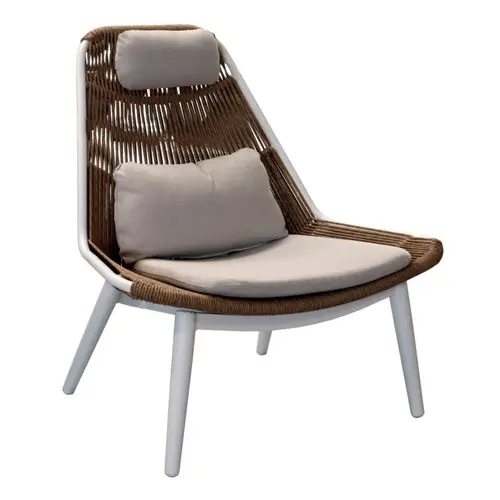 Fauteuil lounge Como coloris bois en résine tressée