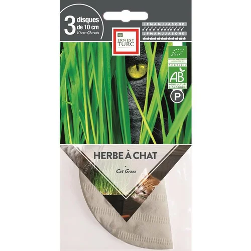Graines présemées d’Herbe à chat bio Ernest Turc - 3 ronds de 10 cm