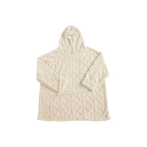 Sweat plaid crème à torsades - Taille unique