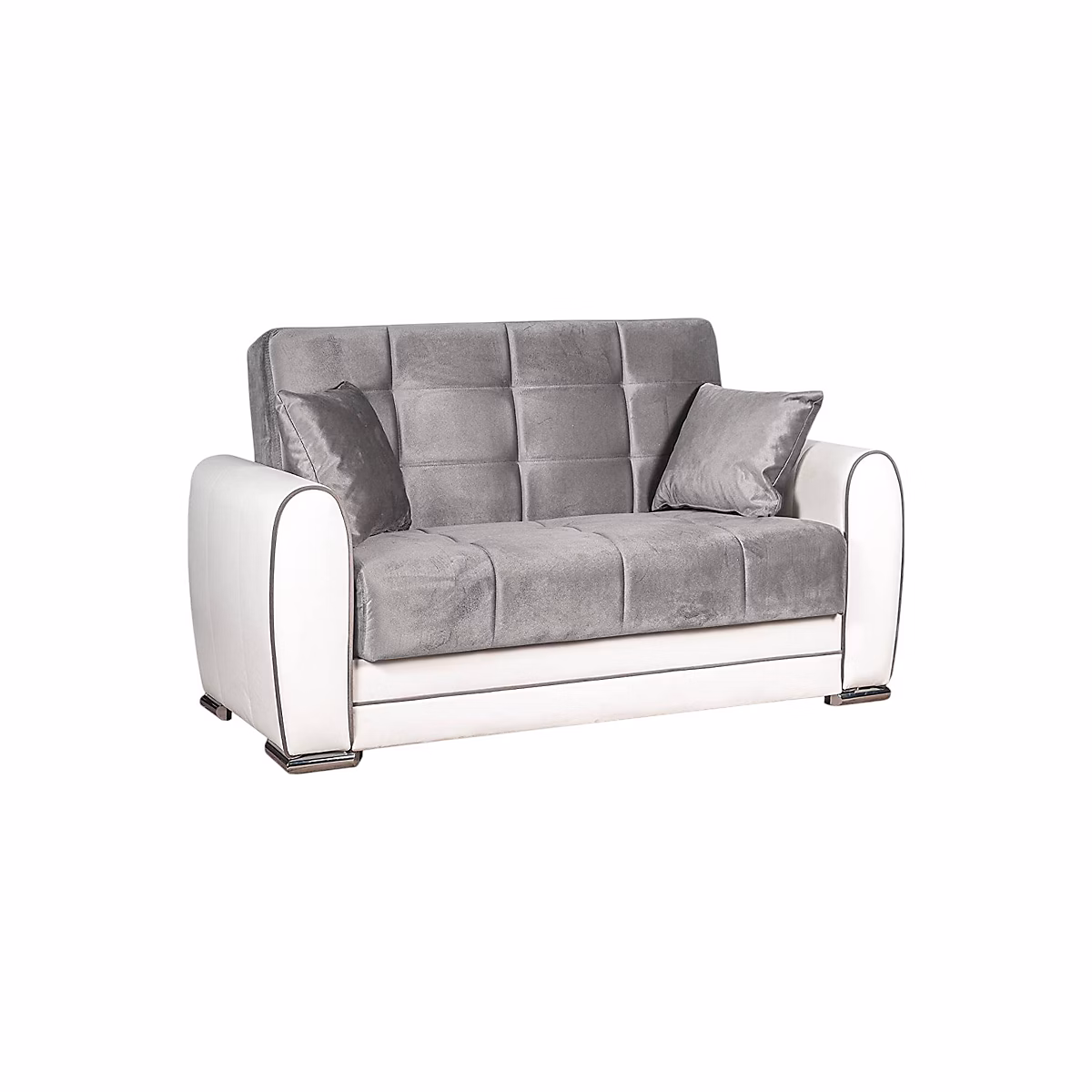 Canape angle fixe DMORA 2 places en cuir gris 84 × 163 × 91 cm