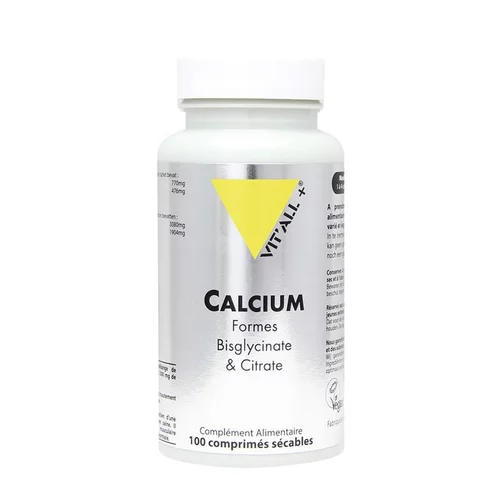 Boite de calcium formes bisglycinate et citrate Vit’All+ - 100 comprimés sécables