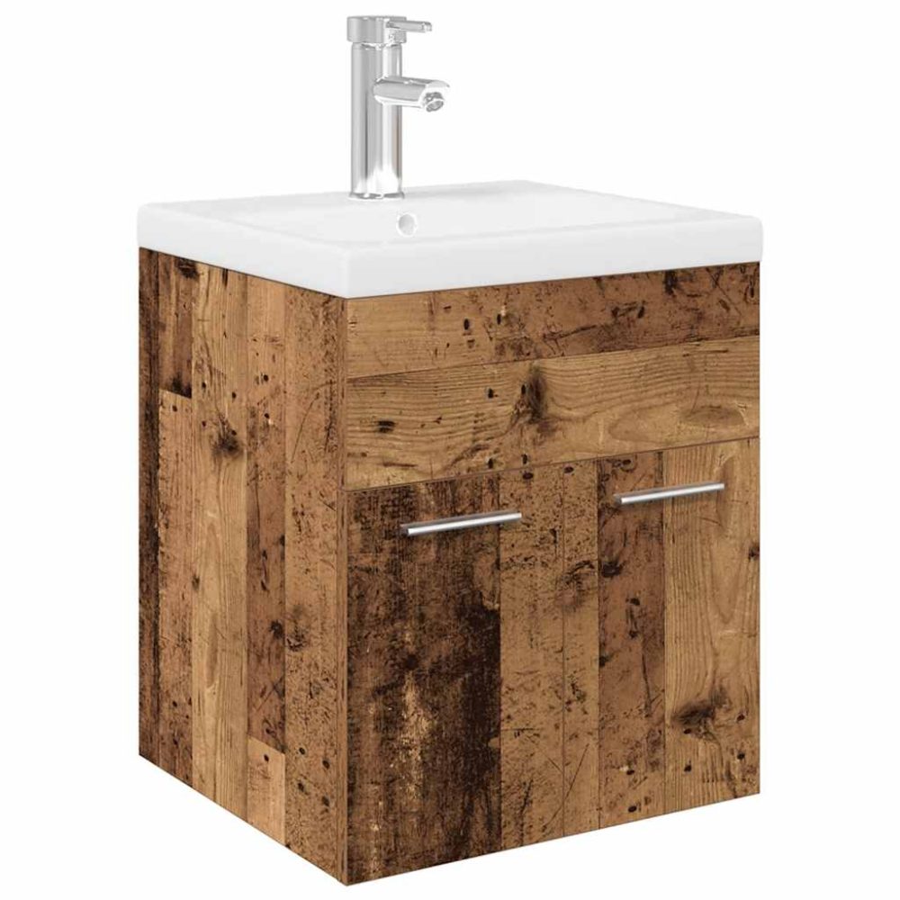 vidaXL Meuble lavabo avec bassin et robinet intégrés vieux bois – Mobilier de jardin