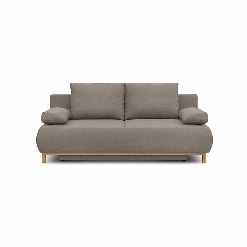 Banquette convertible 3 places MIKA – Tissu beige, Coffre de rangement, L 192 x H 84 x P 93 cm